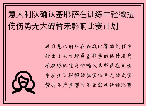 意大利队确认基耶萨在训练中轻微扭伤伤势无大碍暂未影响比赛计划